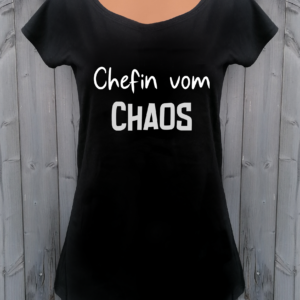 schwarzes T-Shirt Chefin vom Chaos silber