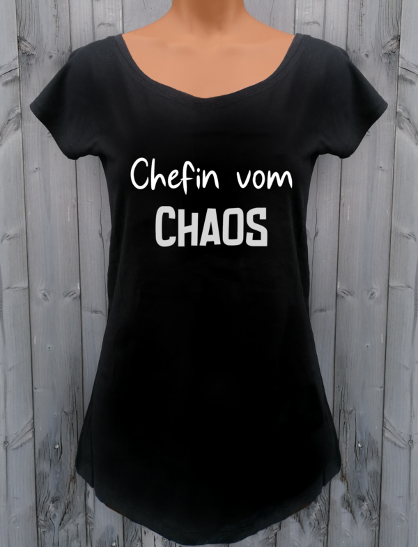 schwarzes T-Shirt Chefin vom Chaos silber