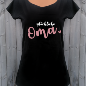 schwarzes T-Shirt glückliche Oma roségold