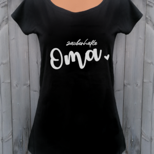 schwarzes T-Shirt zauberhafte Oma silber