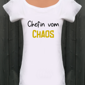 weißes T-Shirt Chefin vom Chaos gold