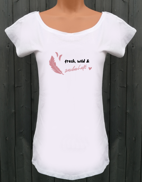 weißes T-Shirt frech, wild & zauberhaft roségold
