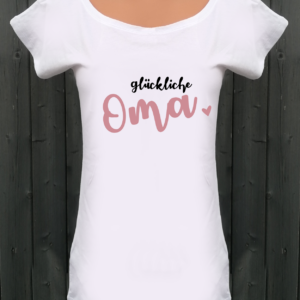 weißes T-Shirt glückliche Oma roségold